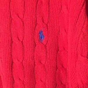 Red Cable Knit Sweater by Polo by Ralph Lauren